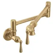 MOEN S664BZG Traditional Pot Filler Double Handle Wall Mount Kitchen Pot Filler