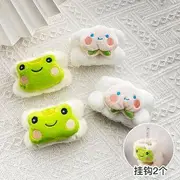 Yulu - Cartoon Face Wash Wrist Band (various designs) / Adhesive Hook / Set Set of 2 - With Hook - Green & White - One Size