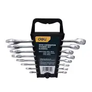 DELI 8PC Ring and Open End Metric Combination Spanner Set 6-19mm Chrome Plated
