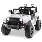 Costway 12V Ride On Truck Car Electric Toy Remote Car w/ Music & Light White