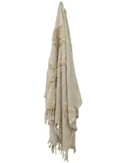 [MAINE & CRAWFORD] Faith Fringing Tufted Cotton Throw Blanket in Beige