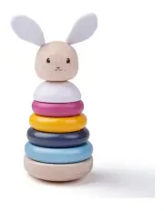 [BIGJIGS TOYS] FSC Wooden Rabbit Stacking Rings Toy 6 Pieces 19cm 12month+