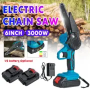 6" Electric Chainsaw Mini Cordless 2x Battery-Powered Wood Cutter