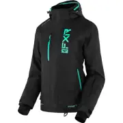 FXR Womens Fresh Snowmobile Jacket HydrX Black Heather/Mint Size 14