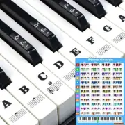 Piano Keyboard Stickers with Piano Chord Chart,for 88/61/54/49 Key,Note Lette...