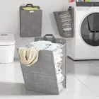Linen Material Folding Clothes Basket Foldable Clothes Storage Basket
