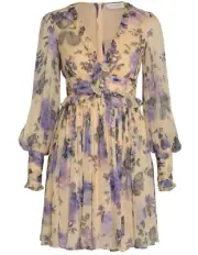 Zimmermann Lyrical Ruffle Mini Dress BNWT Size 2 RRP850 Purple