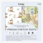 TotAha Premium Stretchy Changing Pad Cover, Buttery Soft Diaper Changing Pad Covers for Girls Boys, Super Stretchy Jersey Knit Changing Table Covers, Forest Bear & Cute Deer