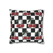 Cherry Checkered Pillowcase | Retro Home Decor, Throw Pillow, Gift, Cozy Accent,