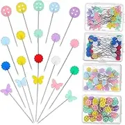 Operitacx 200 Pcs Flat Head Straight Pins for Quilting and Crafts Assorted and Button Designs Sturdy Wire Sewing Accessories for Easy Fabric Insertion and Storage