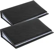 VILLFUL 2pcs Business Card Organizer: Pu Name Card Holder Book Portable Photocard Album Notebook For Credit Receipt File Binder Black