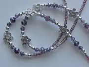 AMETHYST FLOWER CRYSTAL BEADS EYEGLASSES HOLDER + LOBSTER CLAW FOR RUBBER ENDS