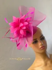 Kentucky Derby Hat Hot Pink Big Royal Ascot Fascinator Del Mar Races Elegant Hat