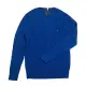 【Tommy Hilfiger】TOMMY 經典圓領Logo麻花針織毛衣 上衣-寶藍色(平輸品/經典舒適)