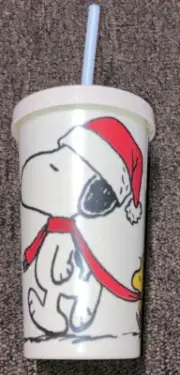 SNOOPY / PEANUTS BAMBOO CUP WITH LID / STRAW - TUMBLER