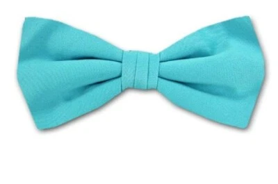Boy's Turquoise Solid Satin Pre-Tied Bowtie for Schools - Weddings- NWT