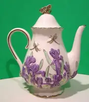LENOX SPRINGTIME SPLENDOR TEAPOT Iris Parvaneh Holloway Dragonfly NEW in BOX COA