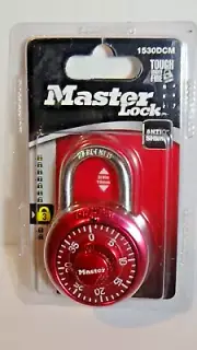 Master Lock Padlock 1530DCM Preset Combination Lock 1-7/8 Wide Red New Sealed