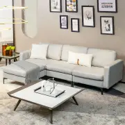 CostwayConvertible Sectional Sofa L-Shaped 3-Seat Sofa Couch