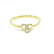 10KT GOLD SMALL OPEN HEART CZ CHILDREN RING Size 3 1/2 - GIFT BOX-FREE SHIPPING!