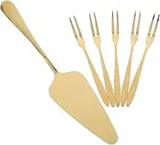 Alipis Cake Knife Fork Set Travel Cutlery Stainless Steel Forks Knife Cake Serving Set Plated for Weddings Parties