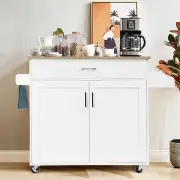 CostwayPortable Kitchen Island with Lockable Rubber Casters for Kitchen