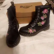 DR.MARTENS 1460 VONDA II Floral Leather Attractive Stylish Tall Boots Women's 7