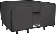 ULTCOVER 600D PVC Durable Square Patio Table with Chair Cover, 100% Waterproof Outdoor Furniture Table Covers 54 inch, Black