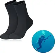 [cuhostki] Wetsuit Socks, 2.5 mm Anti-slip Neoprene Men Women Waterproof Socks, Sand-proof Beach Water Sports Keep Warm Water Socks for Diving Snorkeling Swimming Surfing, black, One size