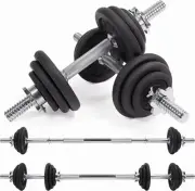 METEOR 20Kg-40Kg Adjustable Cast Iron Dumbbell & Barbell Set - Ergonomic Hand...