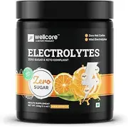 Green Velly Indian Wellcore - Electrolytes (200g) | Orange |Electrolyte Drink With 5 Vital Electrolytes: Na, Mg, Ca, K, PO4 |Sugar Free Electrolyte Powder | Fat Fuel Powered for Sustained Energy|Keto Electrolyte