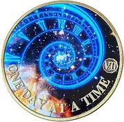 7 Year Time Spiral Universe One Day at A Time Medallion Serenity Prayer Back