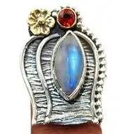 Natural Rainbow Moonstone India 925 Sterling Silver Ring Jewelry Sz 6.5