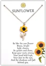 [Kilener] Sunflower Birthday Gifts for Women Girls Inspirational Gifts for Best Friends Daughter Sunflower Pendant Necklace for Women Encouraging Gifts for Teen Girls Daisy Sunflower Themed Gifts