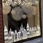Christmas White Village Window Cling Bedroom Dining Room Glass Sticker Decal