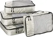 Amazon Basics 4 Piece Packing Travel Organizer Zipper Cubes Set, Medium (2) and Large (2), Gray