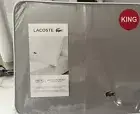 Lacoste 100% Cotton Percale Solid, King Sheet Set Sleet. Brand New!
