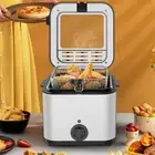with Basket Oven Adjustable Thermostat Grill Frying Pan Electric Pot Deep Fryer
