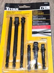 Titan 6 pc Impact Wobble Socket Adapter Set 1/4 Hex to 1/4, 3/8, 1/2 drive 49036