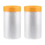 Pre-Taped Masking Film, 35.4 in x 65 ft, with Medium-Tack Painters Tape 2 Rolls
