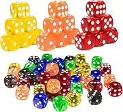 KICHOUSE 50Pcs Transparent Six Sided Dice for Board Games and Party Props High Class Game Accessories Random Colors for Fun Gatherings and Activities Random Color