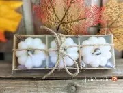 White Pumpkin Shaped Floating Candles Set of 3