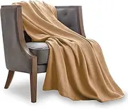 Vellux® 1B07220 Cotton Machine Washable Bed Sofa Full/Queen Size Blanket, Tan