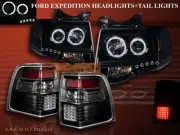 2007-2014 FORD EXPEDITION 2 HALO LED PROJECTOR HEADLIGHTS CCFL + LED TAIL LIGHTS (for: Ford)