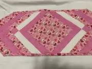 Valentine Pink Hearts Quilted Table Runner 13inchesx36 inches pink/whiteVar 2