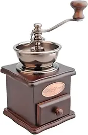 Casa Barista Manual Coffee Grinder Wood Metal Hand Mill Retro Wodden Antique Style for Coffee Beans Herbs and Spices