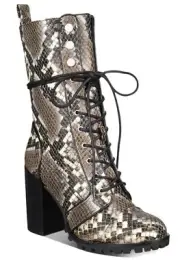 Dolce Vita Womens Ayleen Leather Tan Snake Print Mid-Calf Boots Shoes 6.5 Medium