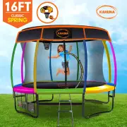 Kahuna 16ft Trampoline Safety Net Spring Rainbow Pad Cover Mat Roof Shoe Bag