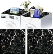[French KOKO] Laundry Covers 2-Pack - Washing Machine Topper Laundry Topper for Washer and Dryer, Washer and Dryer Covers for The Top, Washer and Dryer Protective Covers (Black Marble, 26" x 26")