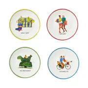 Kit Kemp by Spode Doodles Tidbit Plates, Set of 4